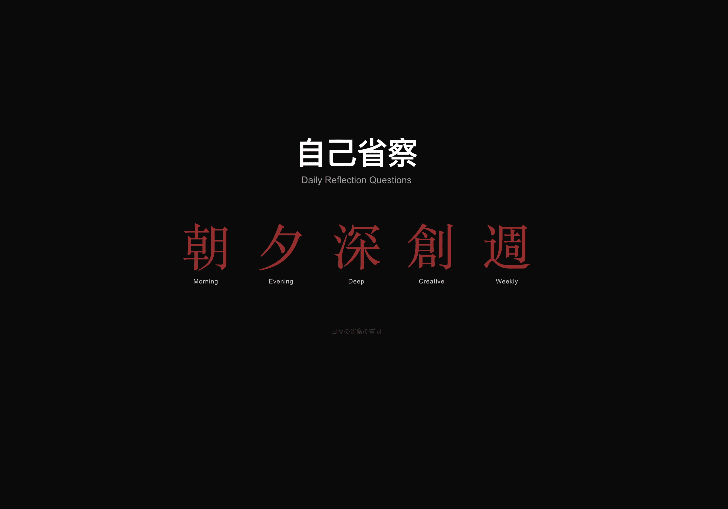Reflect main interface showing daily reflection categories in both English and Japanese